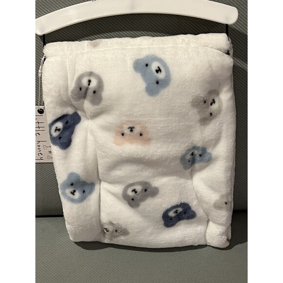Little Honey Teddy Bear Baby Blanket Lightweight White Velvet Plush Unisex New - Picture 3 of 4
